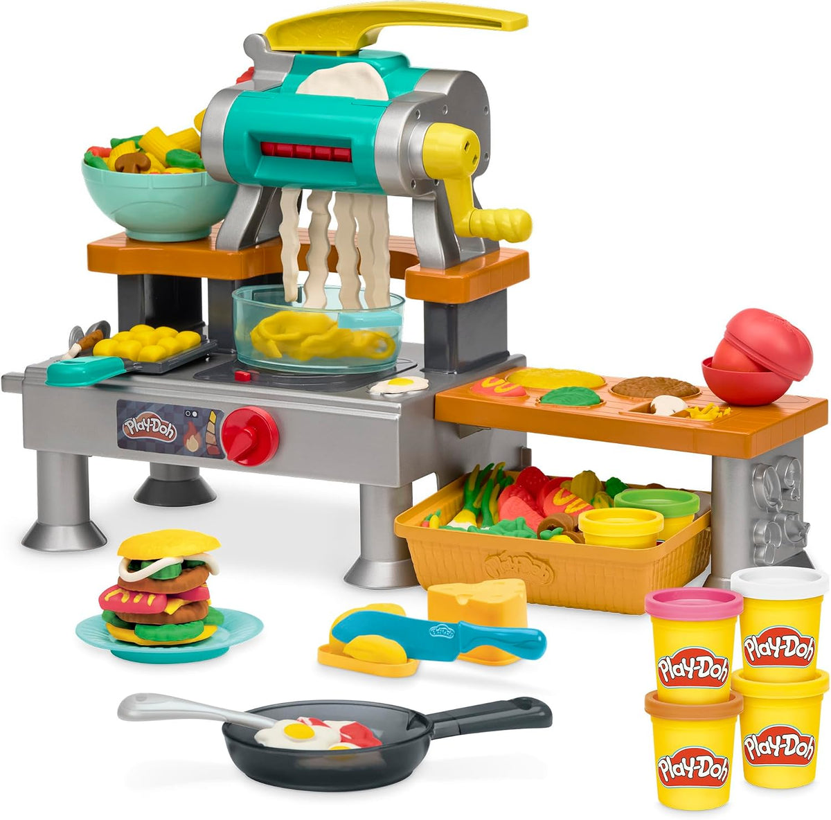 Play-Doh Super Sizzlin' Kitchen Playset, Realistic Cooking Toy Sounds, 25+ Play Foods to Create, Kids Arts & Crafts 3+