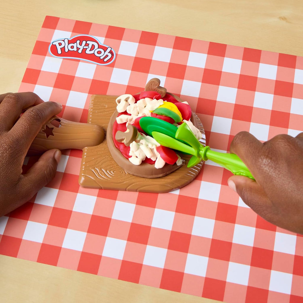 Play-Doh Stamp & Spin Pizza Playset, 8 Accessories & 5 Colors, Kids Play Food & Cooking Toys, Ages 3+