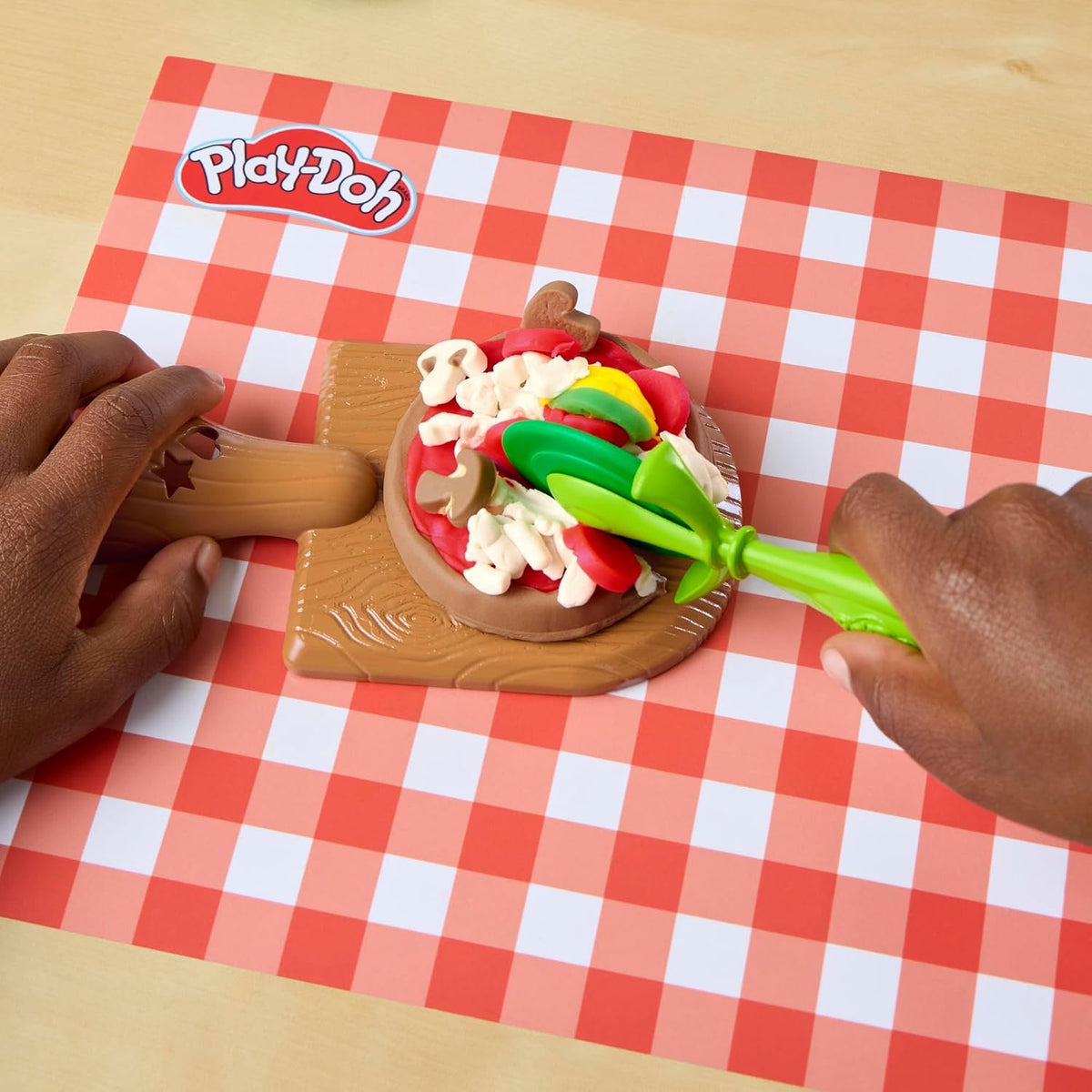 Play-Doh Stamp & Spin Pizza Playset, 8 Accessories & 5 Colors, Kids Play Food & Cooking Toys, Ages 3+