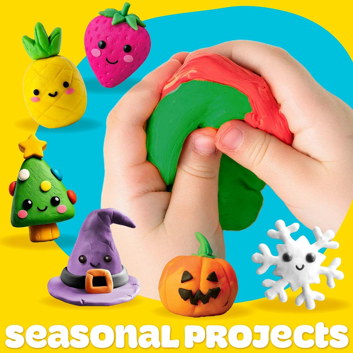 Play-Doh Air Dry Clay, 3-Pack Christmas Bundle, 1 Green Bubblegum, 1 Red Peppermint, 1 Blue Cotton Candy, Stocking Stuffers, Goodie Bag Stuffers, Art Supplies, Arts and Crafts for Kids, Kids Crafts