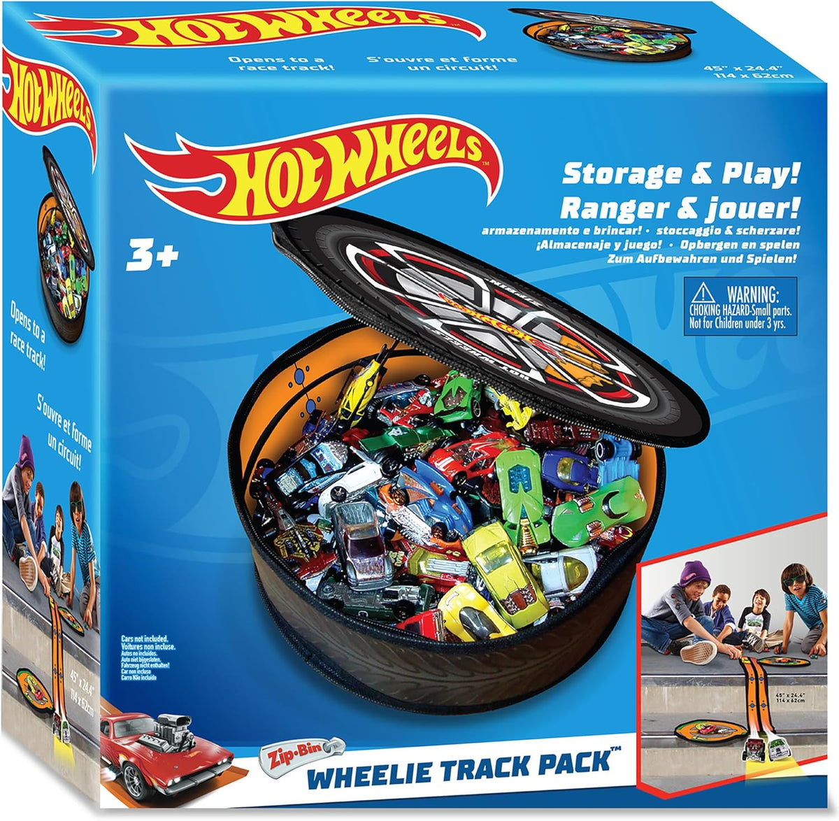 Hot Wheels ZipBin Wheelie Track Pack - Portable Toy Car Storage, Ages 3+