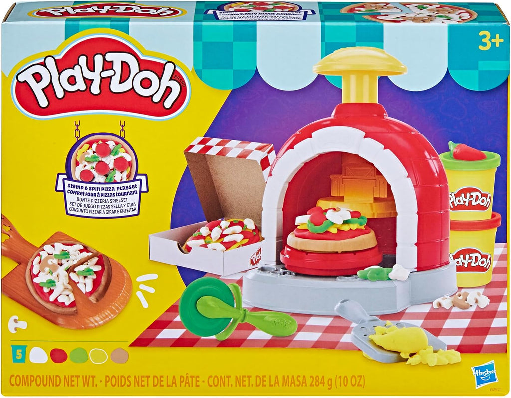 Play-Doh Stamp & Spin Pizza Playset, 8 Accessories & 5 Colors, Kids Play Food & Cooking Toys, Ages 3+