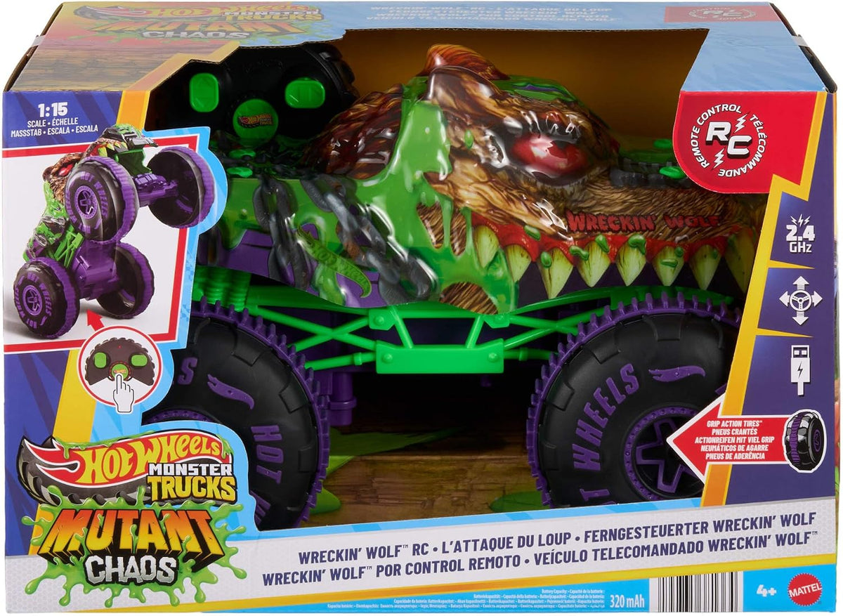 Hot Wheels Monster Trucks Mutant Chaos Wreckin’ Wolf RC Vehicle