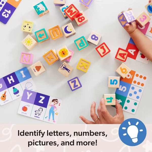 Melissa & Doug Ms. Rachel Letter, Number, and Game Wooden Learning Blocks with Activity Cards