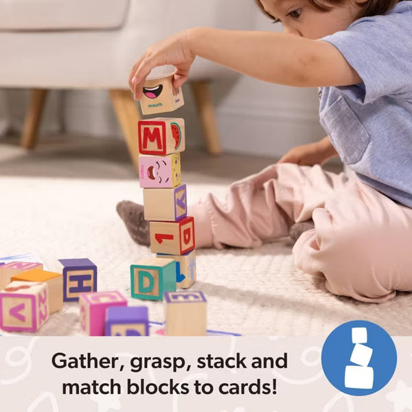 Melissa & Doug Ms. Rachel Letter, Number, and Game Wooden Learning Blocks with Activity Cards
