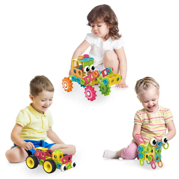 PICASSO-TILES 250PCS STEM Building Block Construction Kit – Engineering Toy with IdeaBook, Power Drill & Clickable Ratchet for Kids
