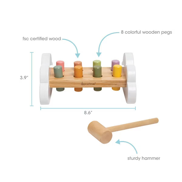 Pearhead Wooden Hammer Bench Toy - 10pc