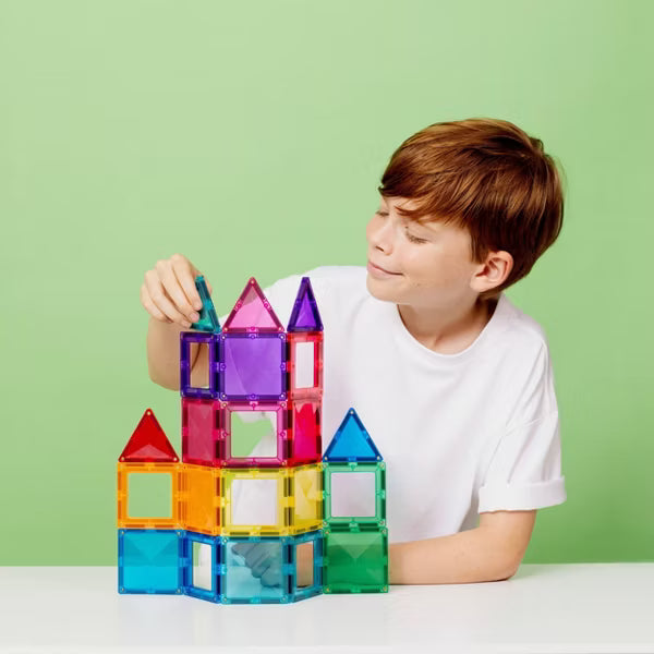 CONNETIX Magnetic Tiles Bright Essentials Pack Building Blocks 24pc: Creative Educational Toy Set for Kids