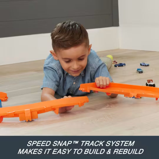 Hot Wheels Track Creator Boosted Jump Speedway Set With 1:64 Scale Toy Car & Motorized Booster
